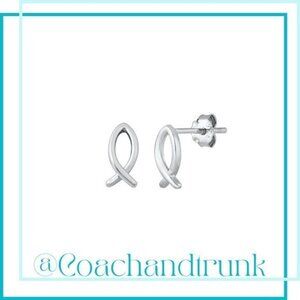 925 Sterling Silver Fish Stud Post Earrings NWT